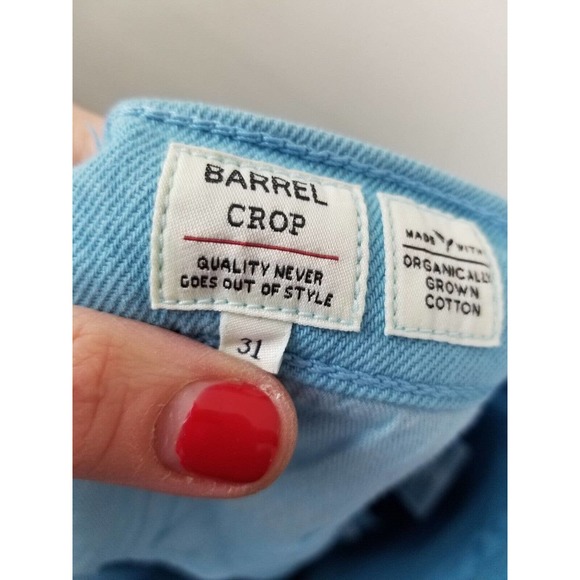 Levi's Made & Crafted BARREL WOMEN'S JEANS 31 AQUA BLUE Straight Raw Hem Loose - Picture 9 of 14